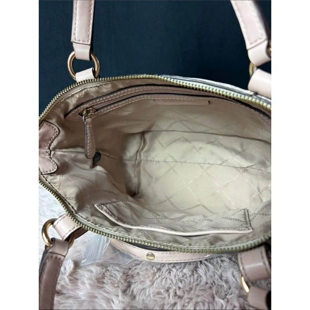 Michael Kors Sullivan Small Logo Top-Zip Tote Bag - Vanilla / Soft Pink Blush